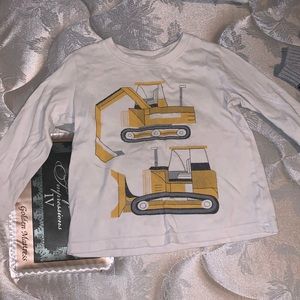 A white shirt with yellow tractors